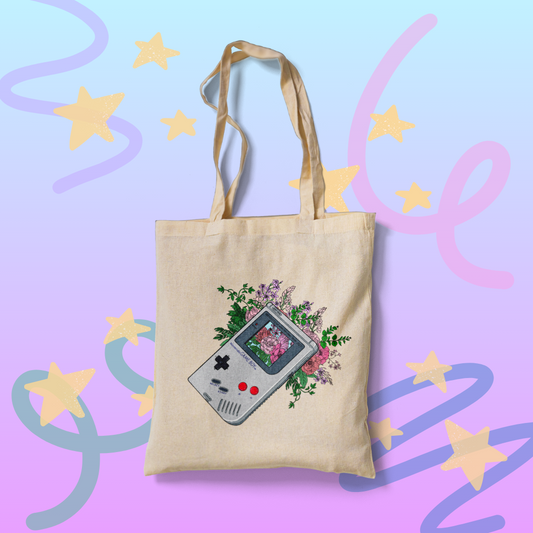 Gameboy Flower Tote Bag